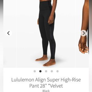 Lululemon align black velour lined super high rise 28” leggings sz 4